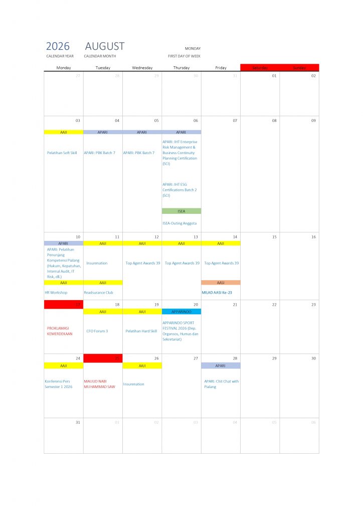 Kalender Agustus 2026