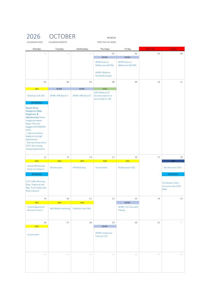 Kalender Oktober 2026