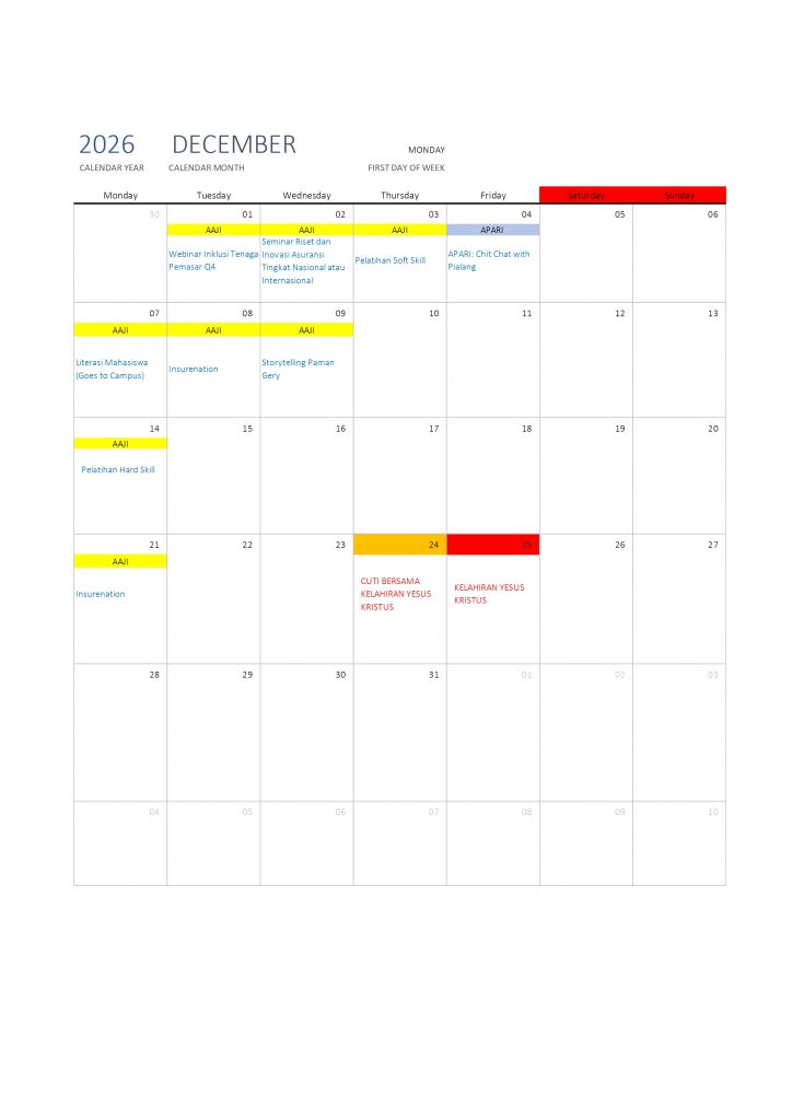 Kalender Desember 2026